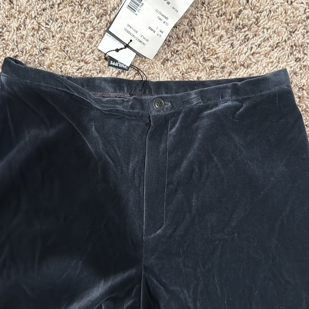 Philippe Adec size 8 super comfortable velour wide leg pants zipper and button - Picture 4 of 6